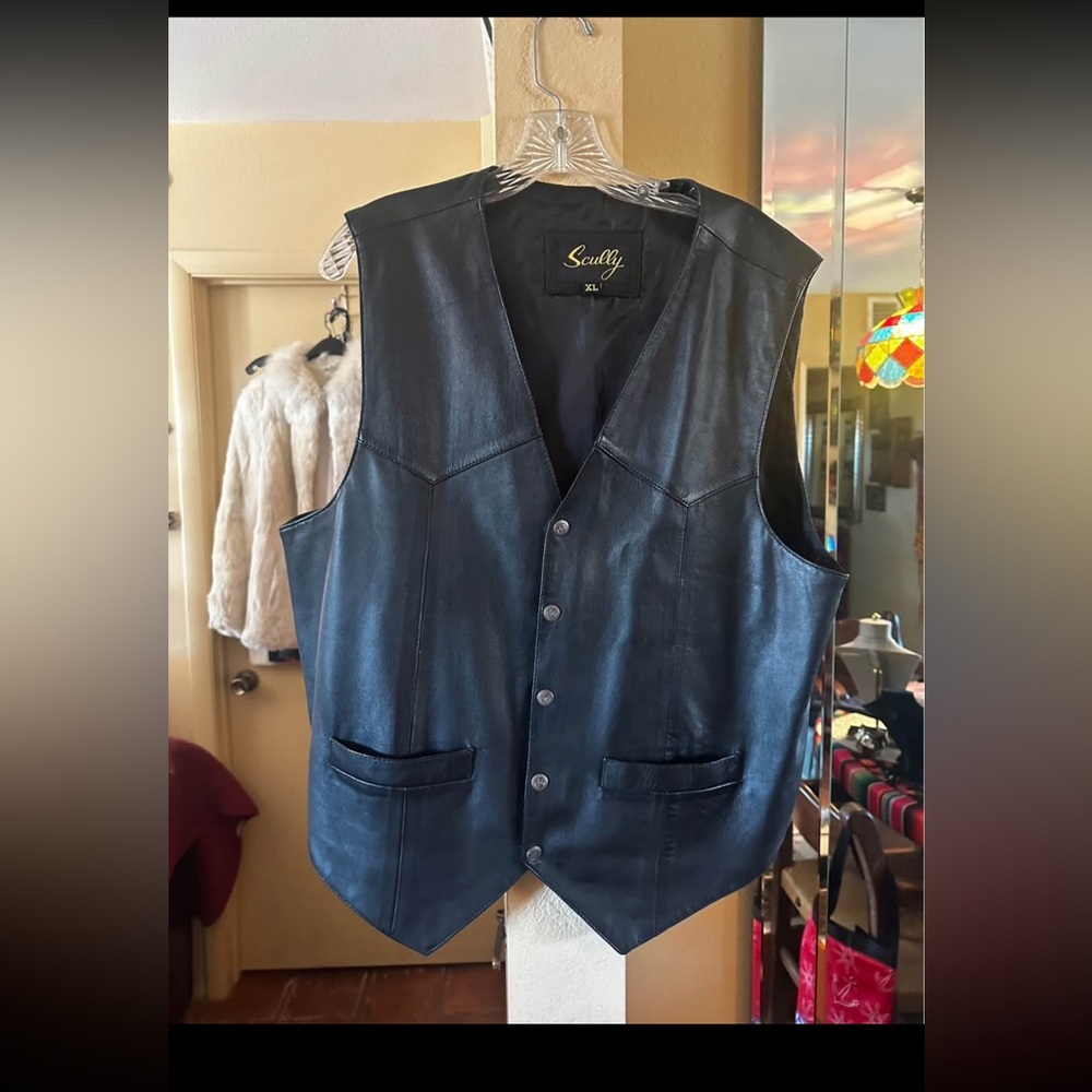 Western Style Black Leather Vest